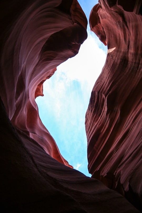 brown rocky terrain in Antelope Canyon United States