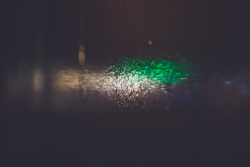 a blurry image of a street light at night