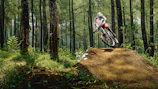man riding bike doing stunt near green trees during daytime