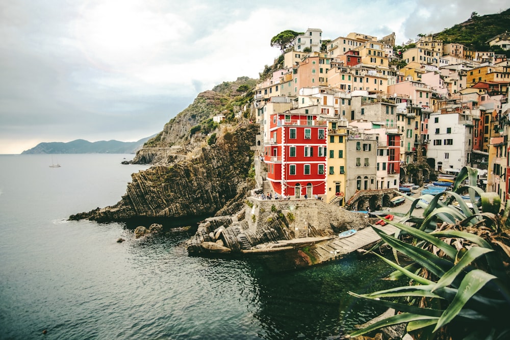 assorted-color buildings and body of water