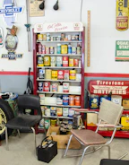 A display of various lubricants for automotive use.
