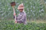 woman holding gardening tool