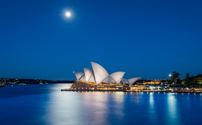 sydney opera house, australia during nighttime sydney google meet background