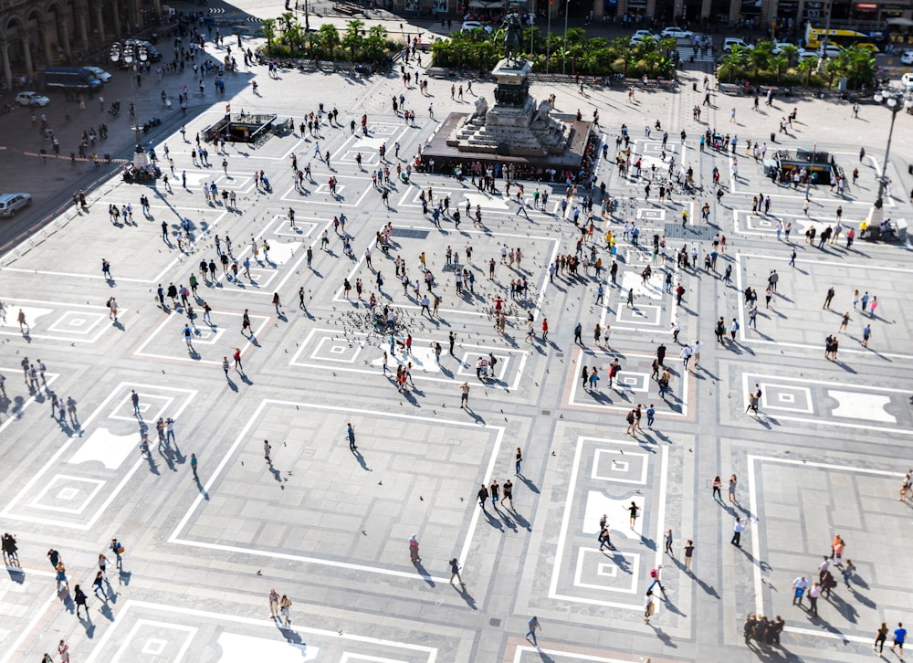 aerial view of crowded park