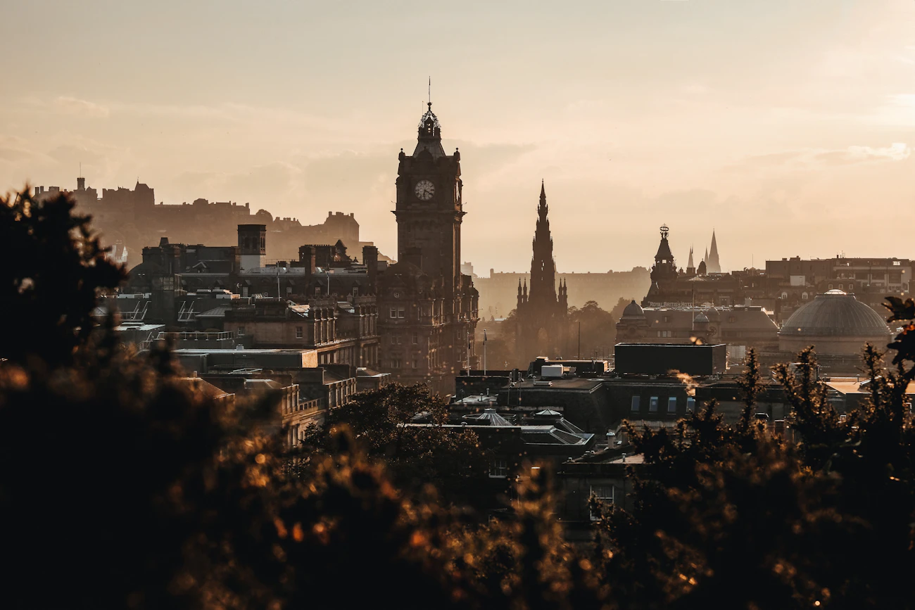 Historic Edinburgh skyline and castle area