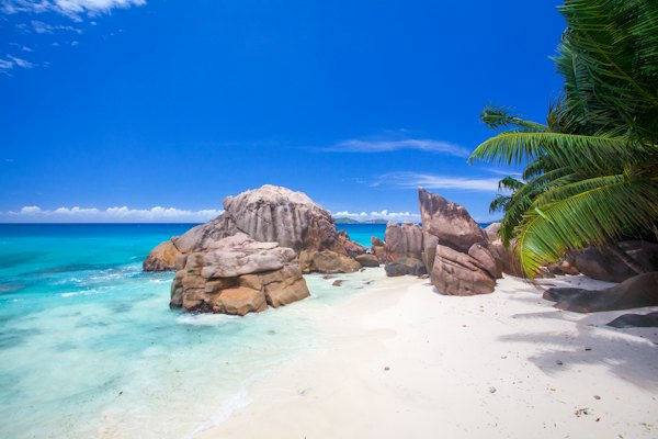 Rock formation on seashore — Seychelles, Seychelles