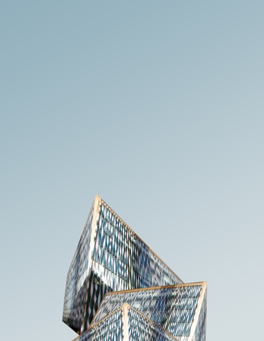 architectural photography of blue and yellow building