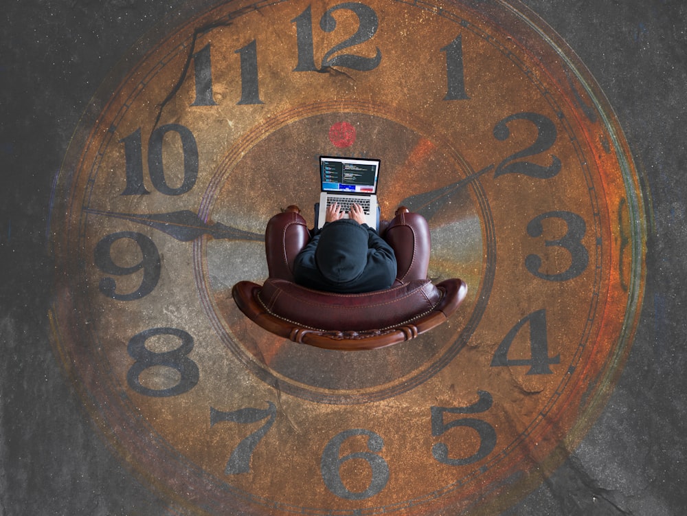 brown analog clock