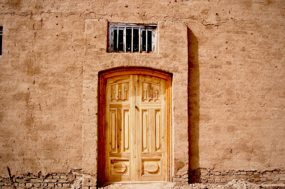 brown wooden closed door