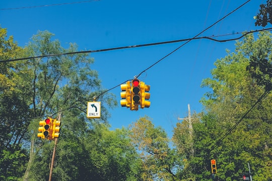 traffic light with red light on in Ann Arbor United States