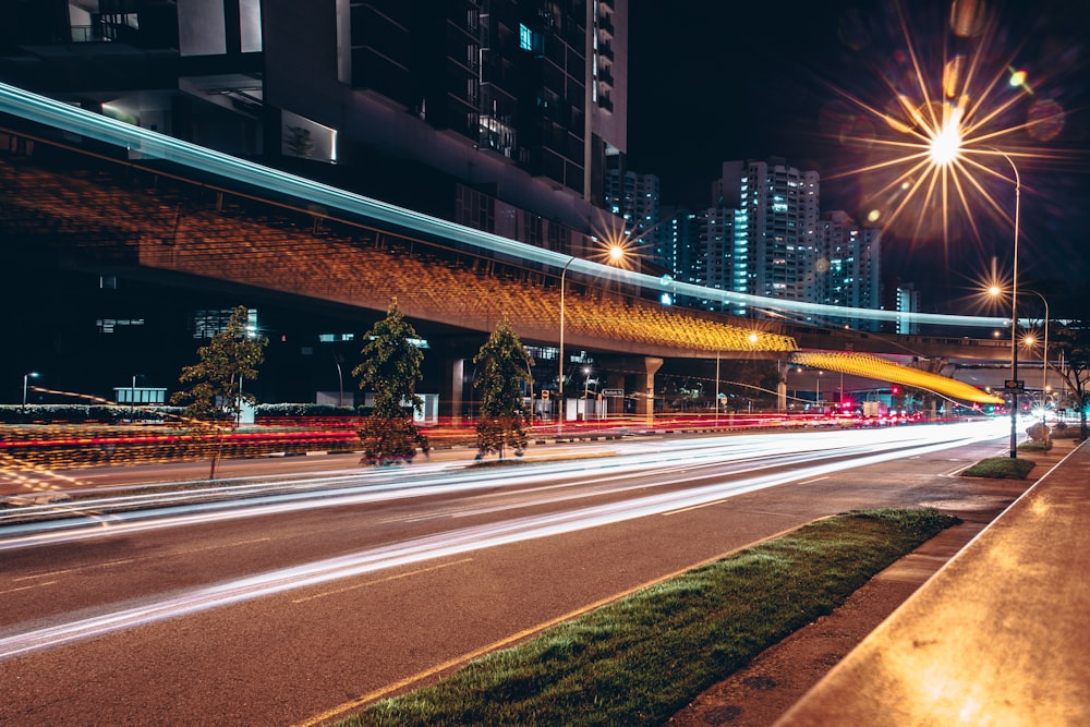 time lapse photography of road