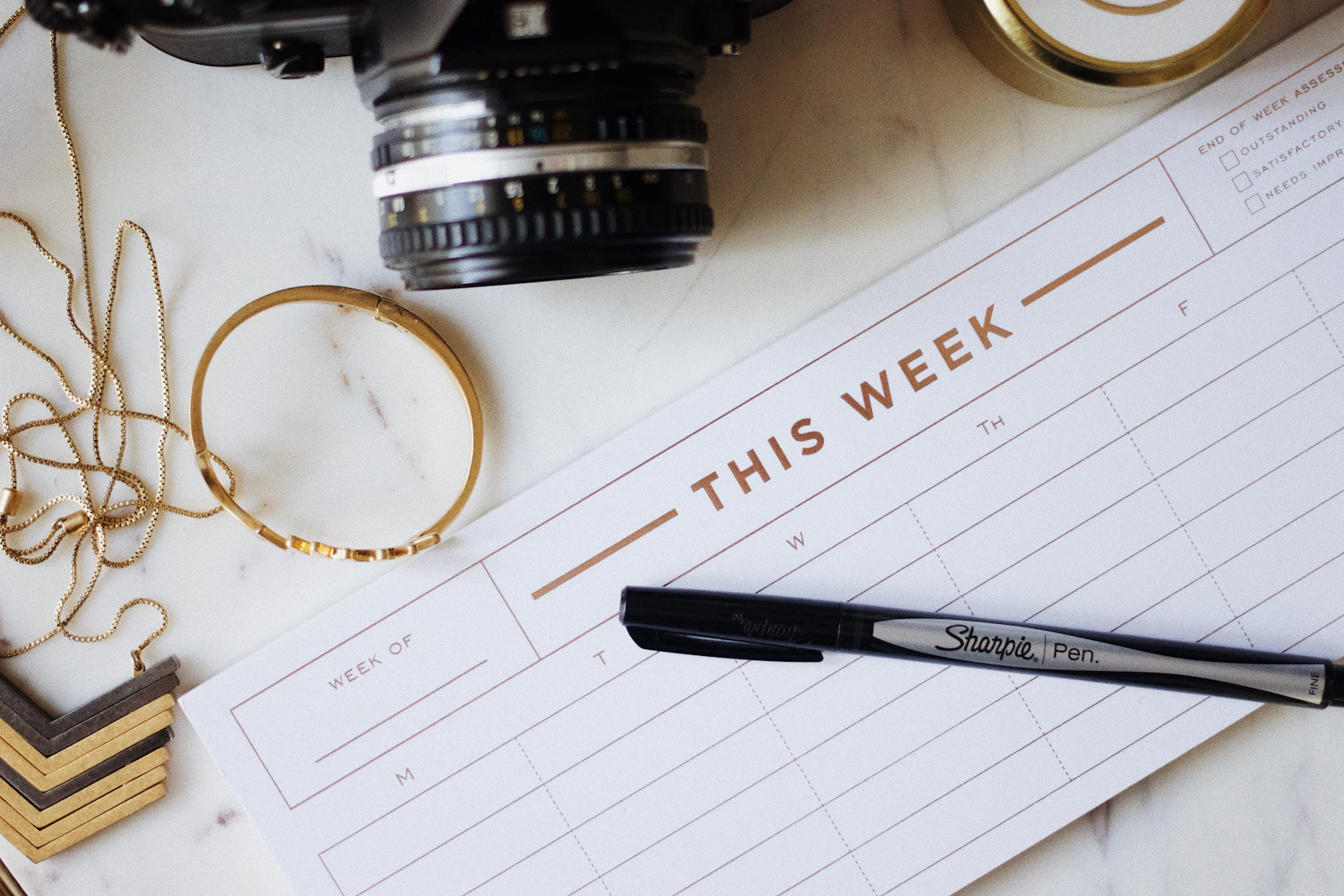 A weekly planning page ready to fill in