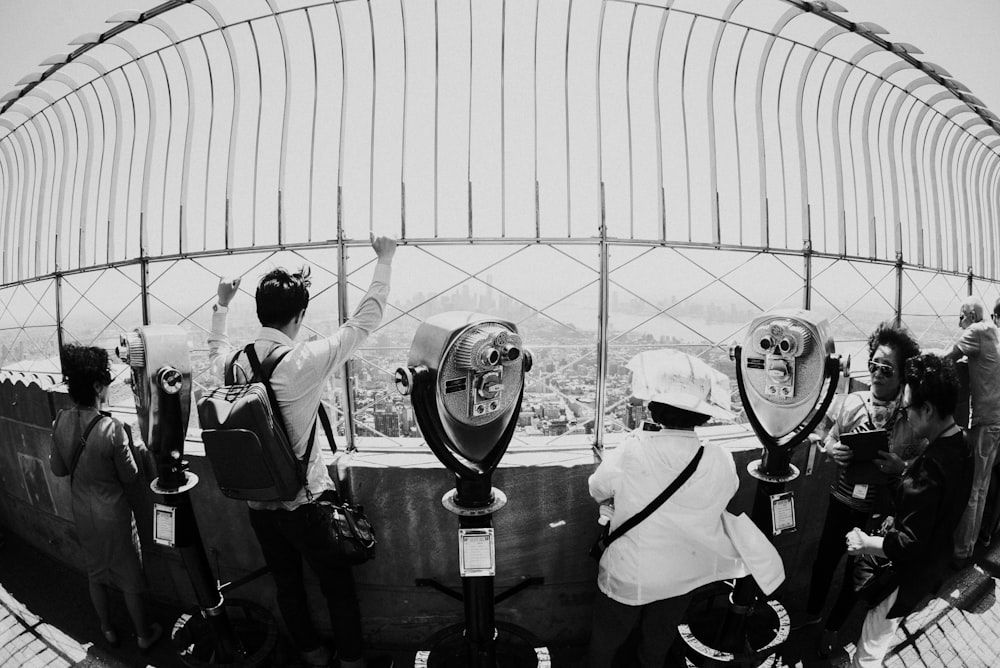 fisheye lens photography of group of people