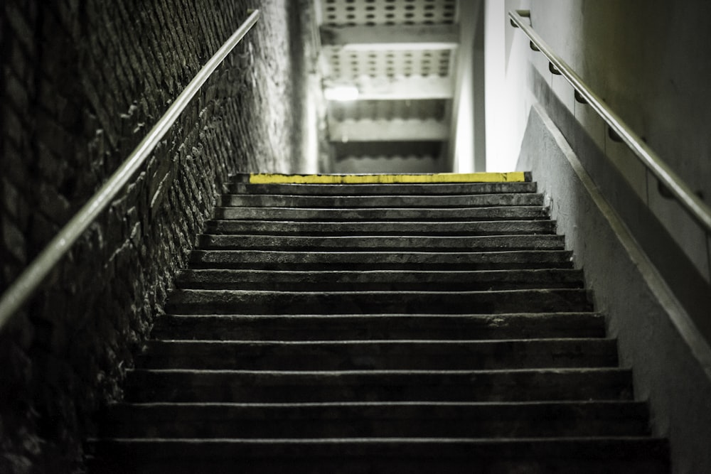 black and gray high angle concrete stairs