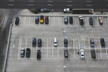 aerial view of cars parked on parking lot