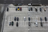 aerial view of cars parked on parking lot