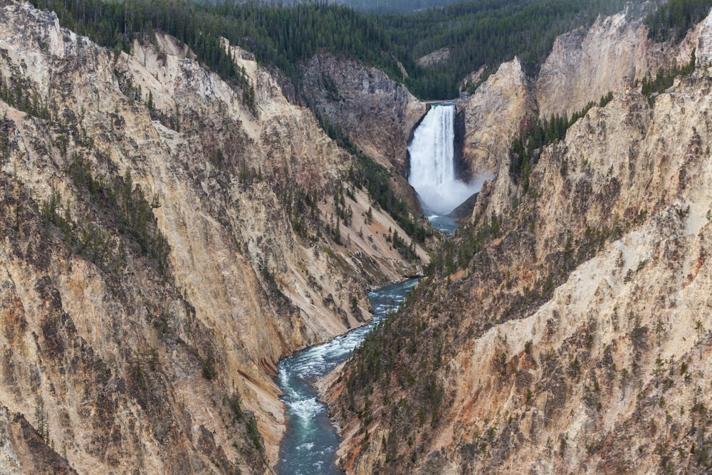 bird's-eye view photo of waterfalls and river