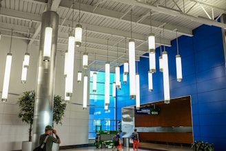 man standing inside building