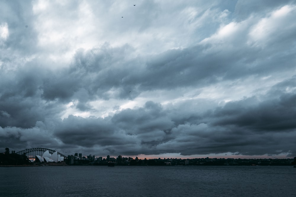 body of water under cloudy sky