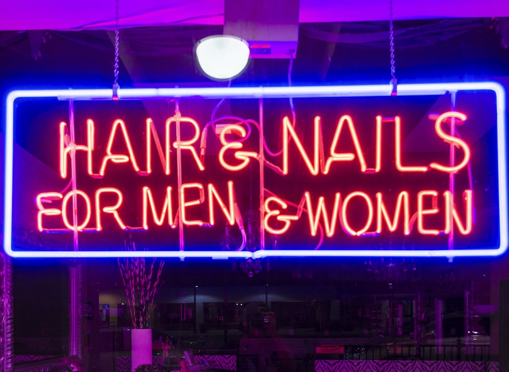 Hair & Nails neon signage