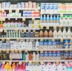 assorted drinks on white commercial refrigerator