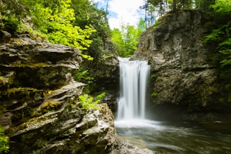 cliffs on forest with waterfalls