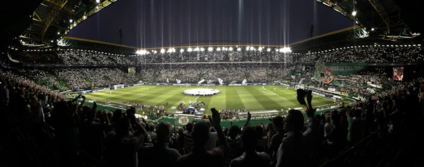 A dynamic shot of a packed stadium under bright lights during a thrilling live game.