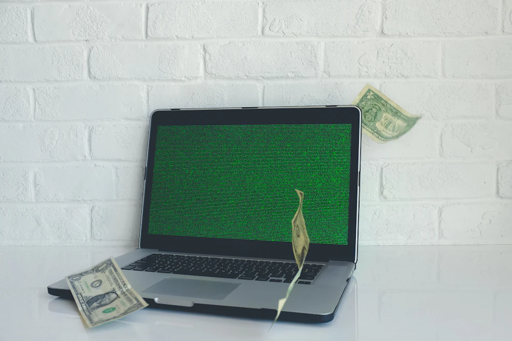 Laptop open on a desk