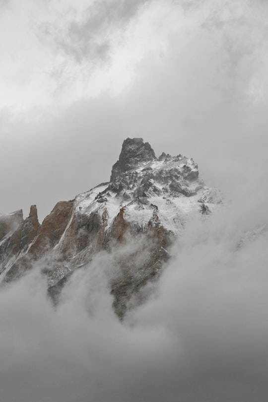 aerial view photography of snowy mountain in Cordillera del Paine Chile