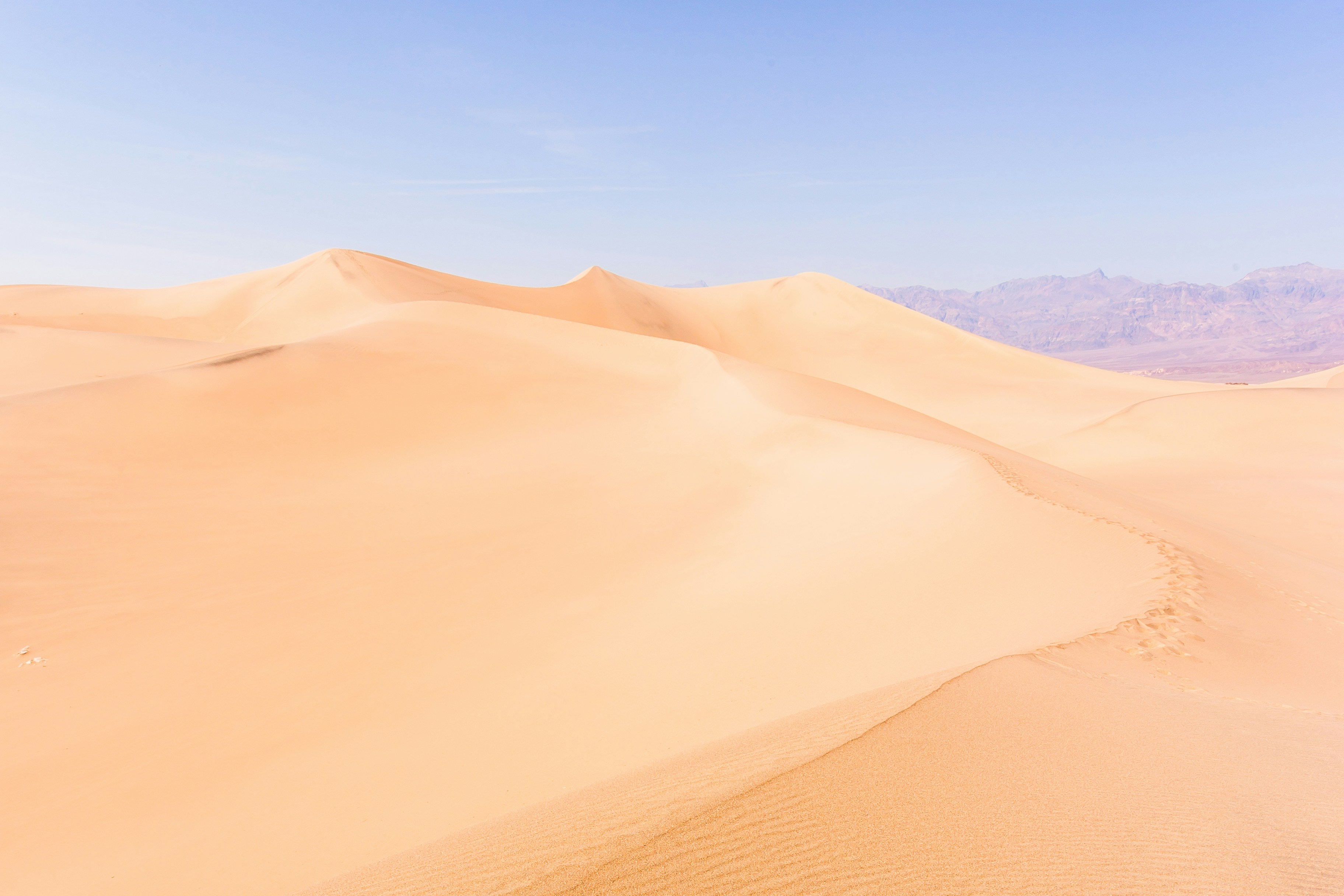 desert under blue sky, Textures made of sand.