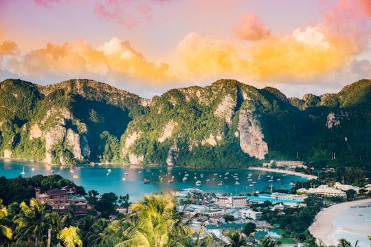 aerial photography of body of water surrounded with mountains in Phi Phi Islands Thailand