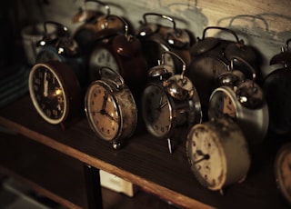 photo of analog alarm clock lot