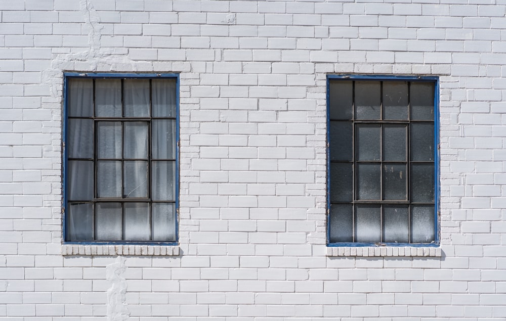 two black metal window frames