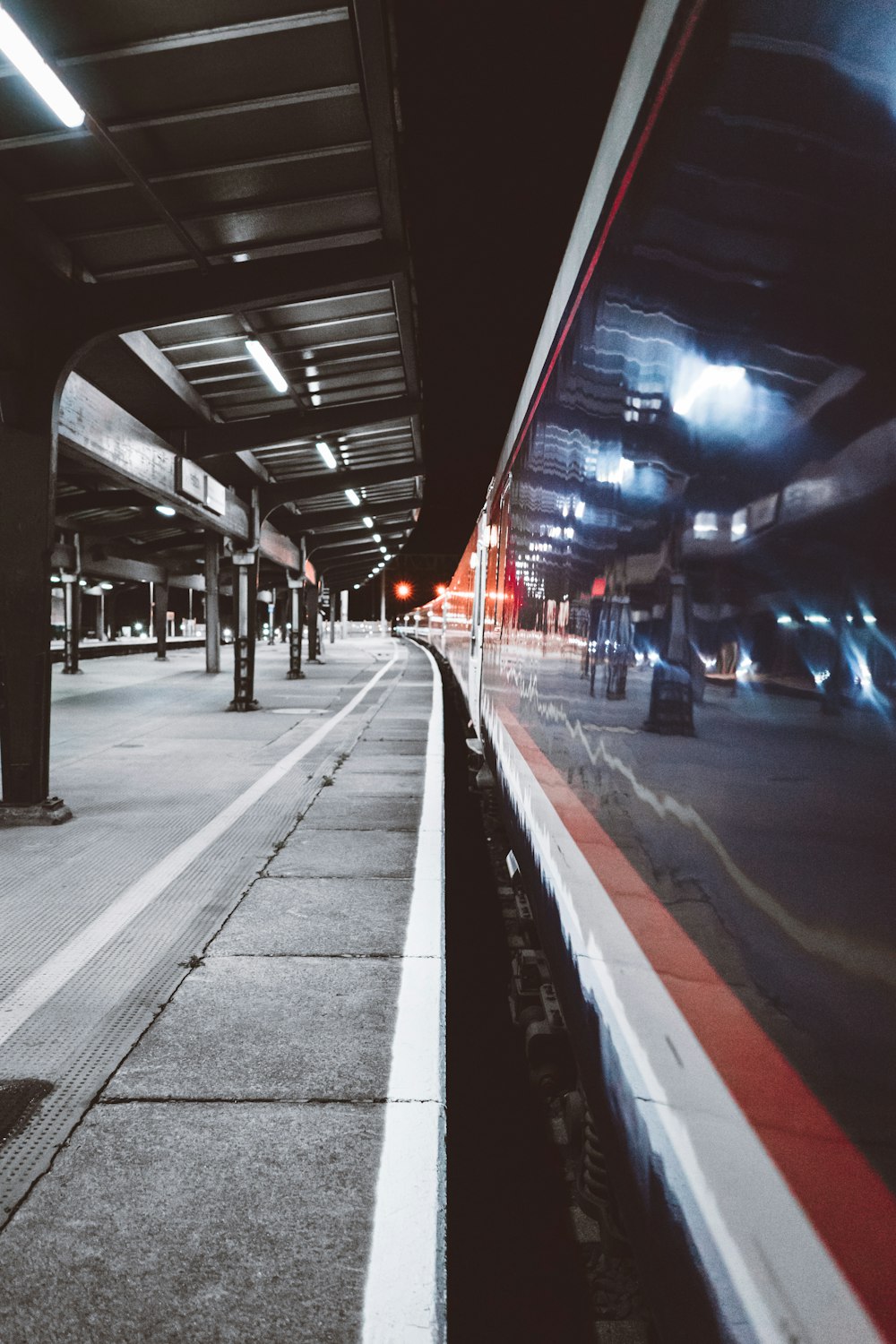 timelapse photo of white train