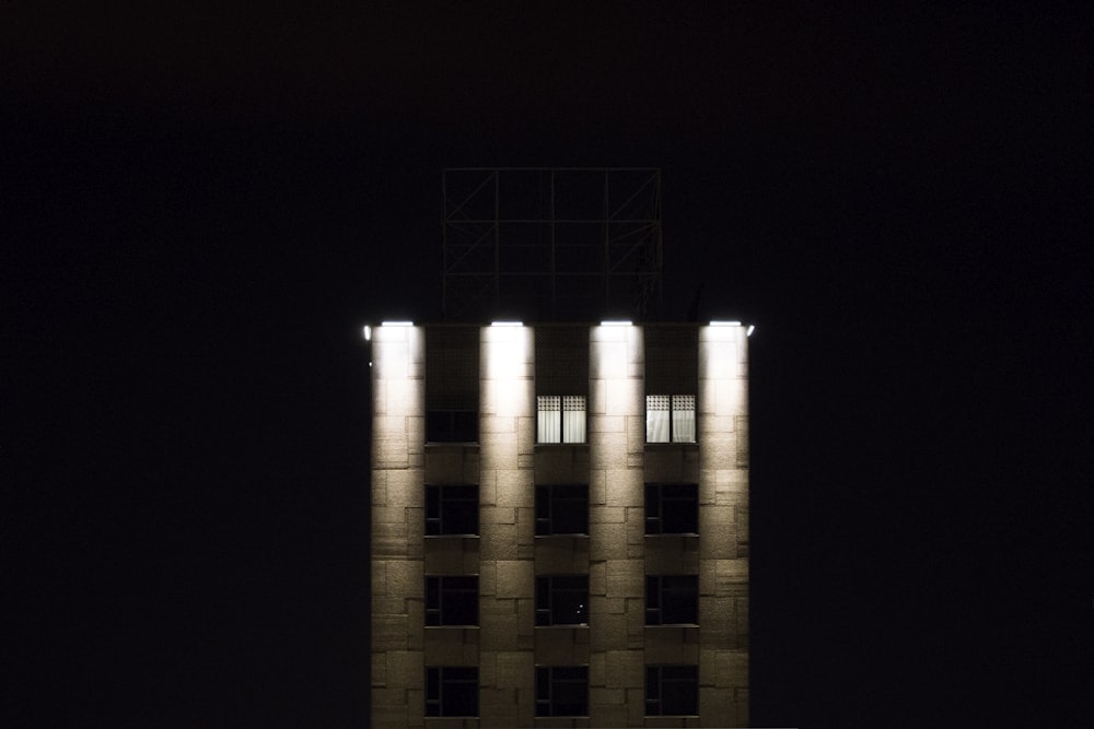gray concrete building with four light