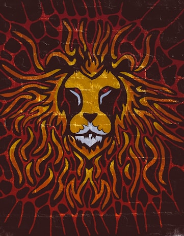 Custom sublimation t-shirt laid out flat, showcasing a bold lion graphic with metallic accents.