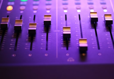 closeup photo of audio mixer