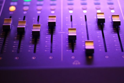 closeup photo of audio mixer