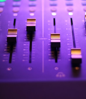 closeup photo of audio mixer