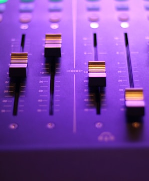 closeup photo of audio mixer