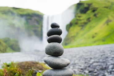 cairn stone in Skogafoss Falls, Iceland