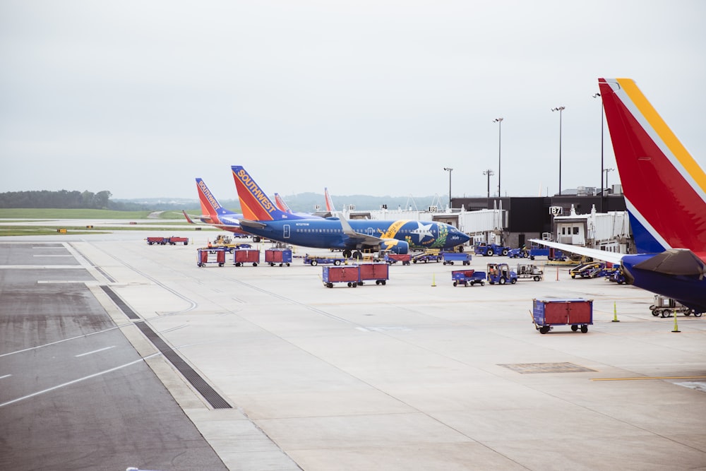 parked passenger airplane on airport