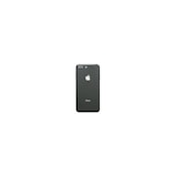 A smartphone with a black back cover featuring a prominent white apple logo and dual camera lens. The device is centered against a plain white background, highlighting its sleek and minimalist design.