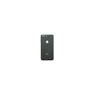 A smartphone with a black back cover featuring a prominent white apple logo and dual camera lens. The device is centered against a plain white background, highlighting its sleek and minimalist design.