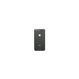 A smartphone with a black back cover featuring a prominent white apple logo and dual camera lens. The device is centered against a plain white background, highlighting its sleek and minimalist design.