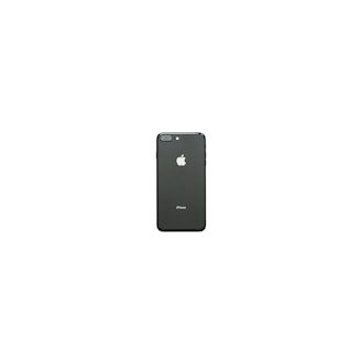A smartphone with a black back cover featuring a prominent white apple logo and dual camera lens. The device is centered against a plain white background, highlighting its sleek and minimalist design.