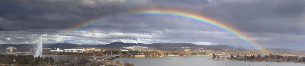 aerial photography of rainbow