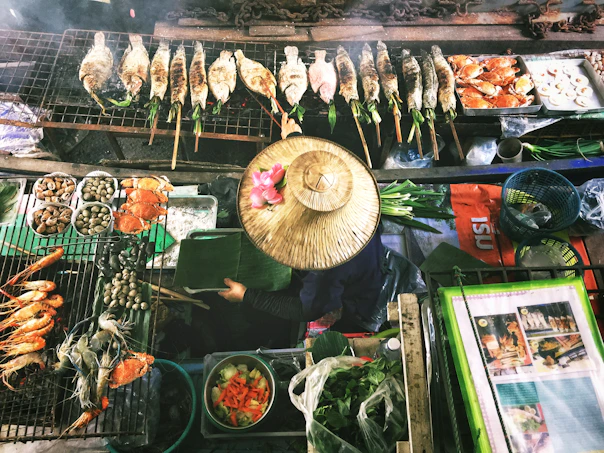 person wearing Asian conical hat