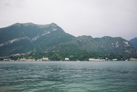 A serene view of the Dal Lake with houseboats and mountains in the background.