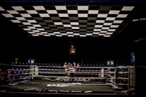 two man in blue and red pair of gloves on boxing ring